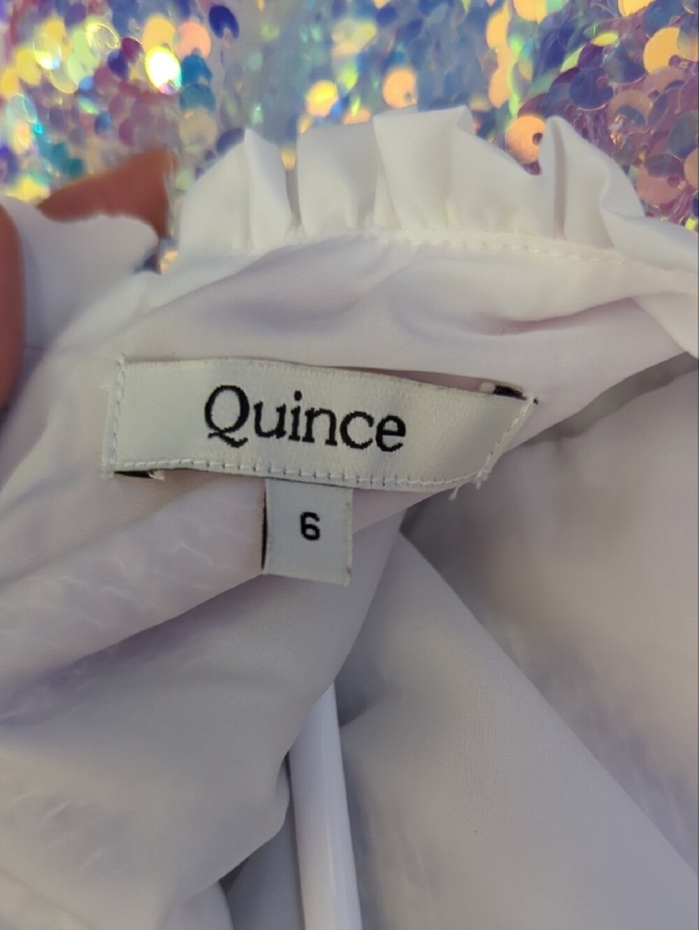 Quince Iridescent Sequence dress-Girls Size 6 -white/Multicolor - Picture 5 of 8